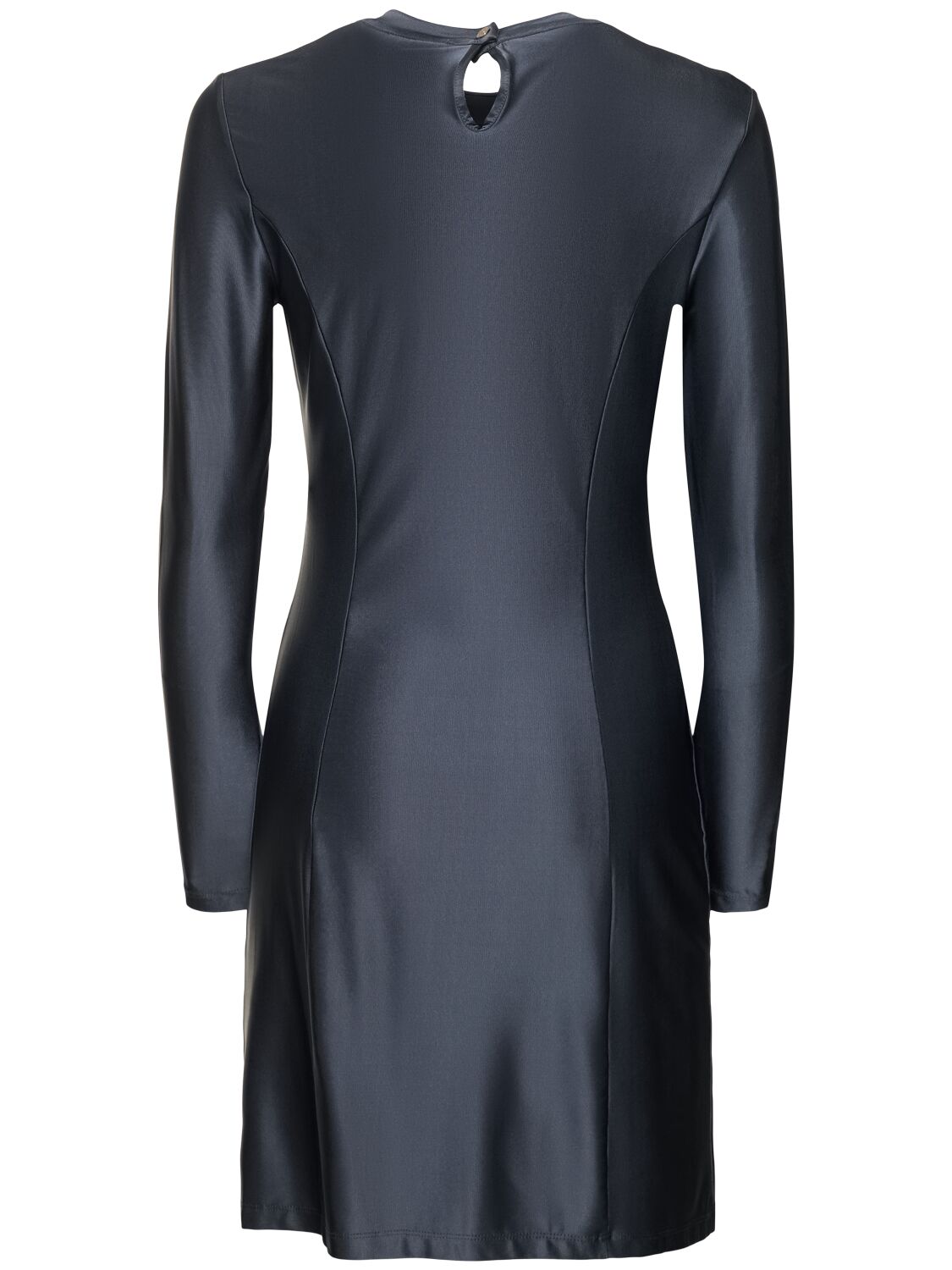 Shop Rabanne Viscose Jersey Mini Dress W/ Buttons In Navy