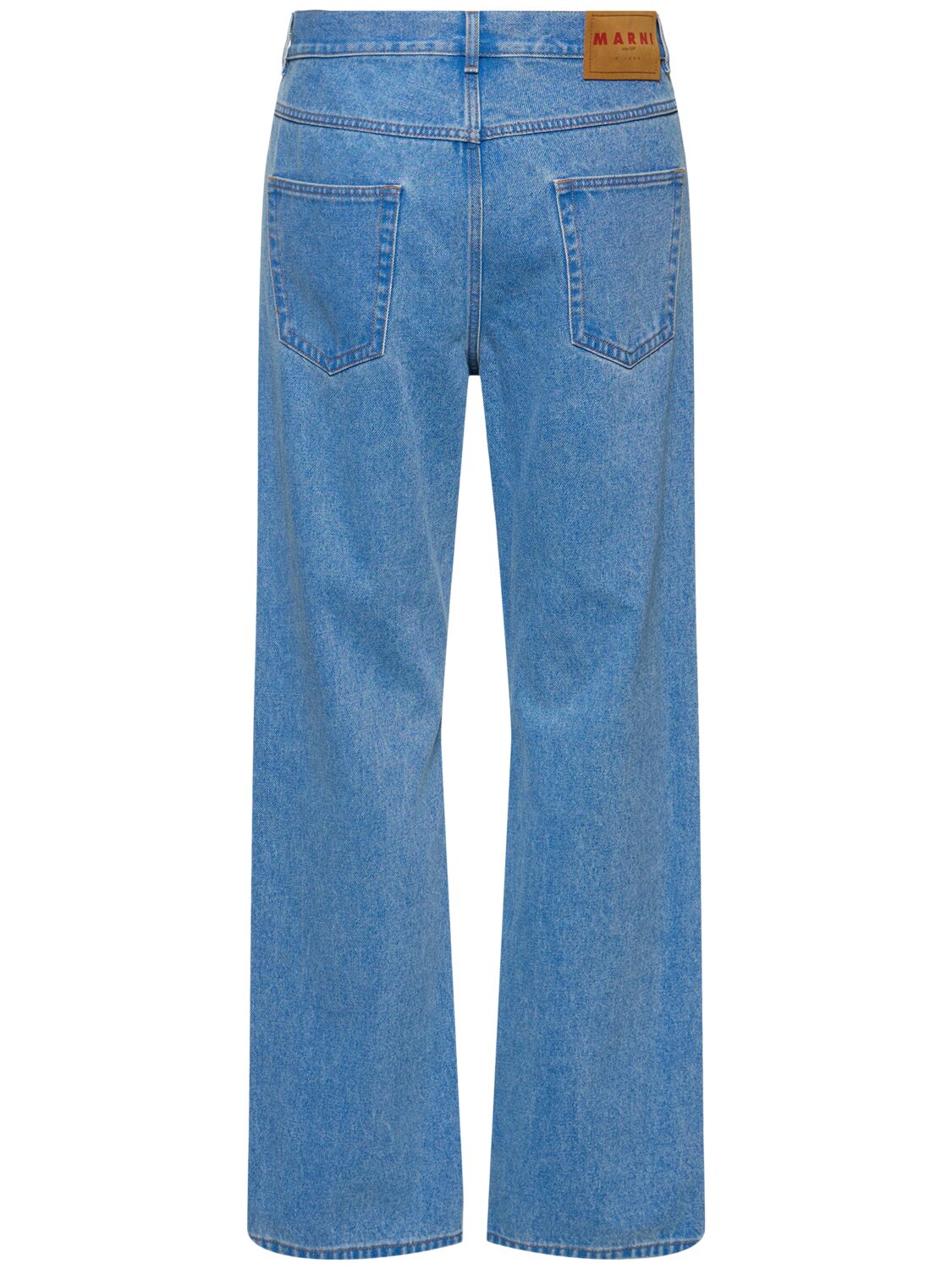 Shop Marni Wide Cotton Denim Jeans In Blue