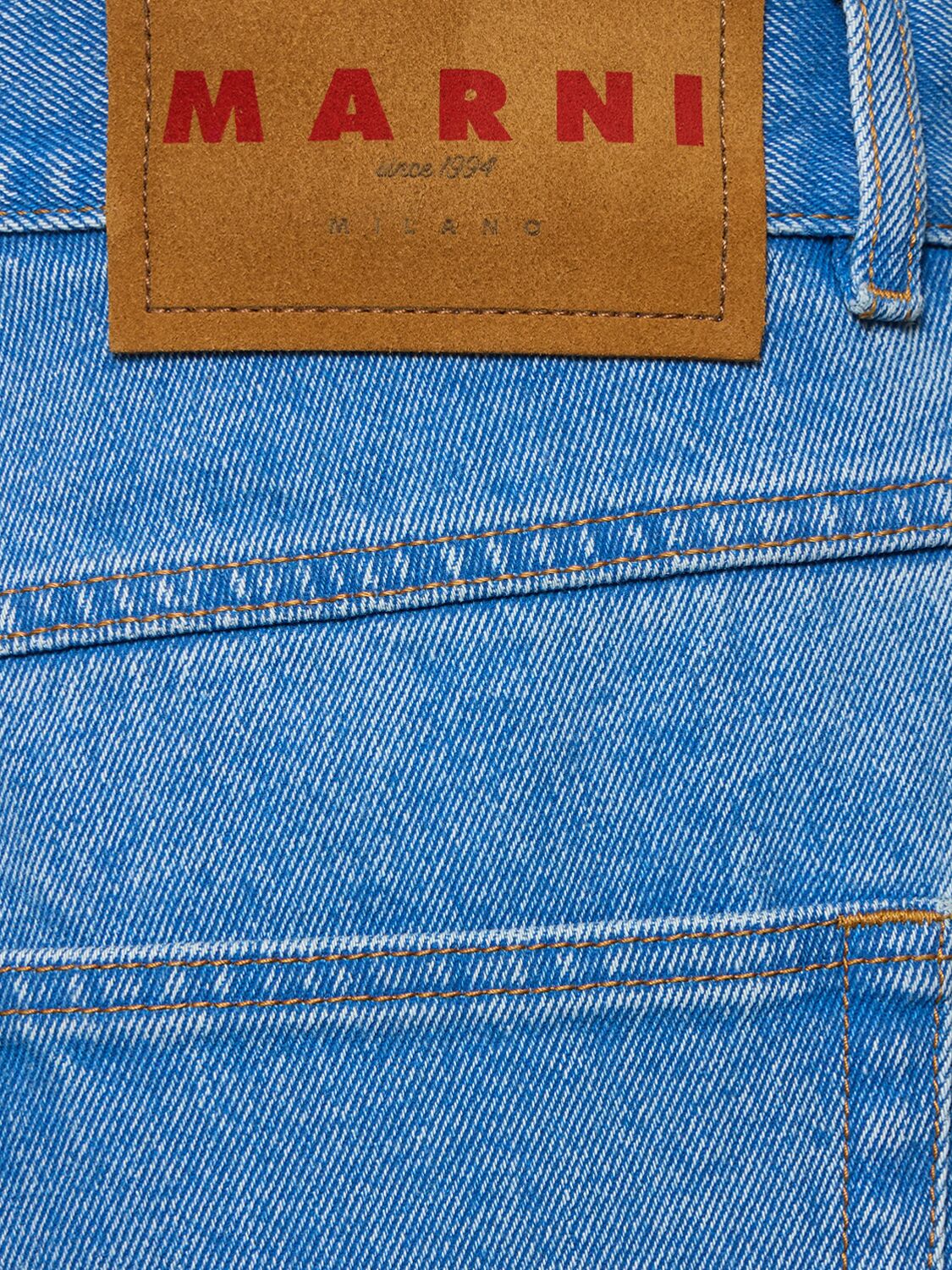 Shop Marni Wide Cotton Denim Jeans In Blue