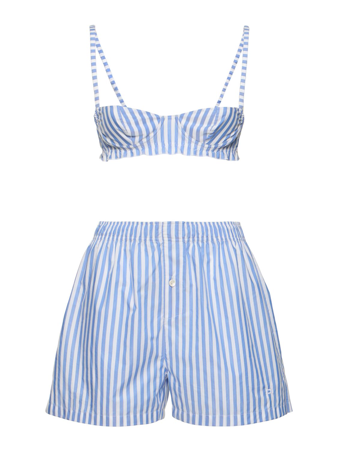 Striped Cotton Blend Poplin Shorts