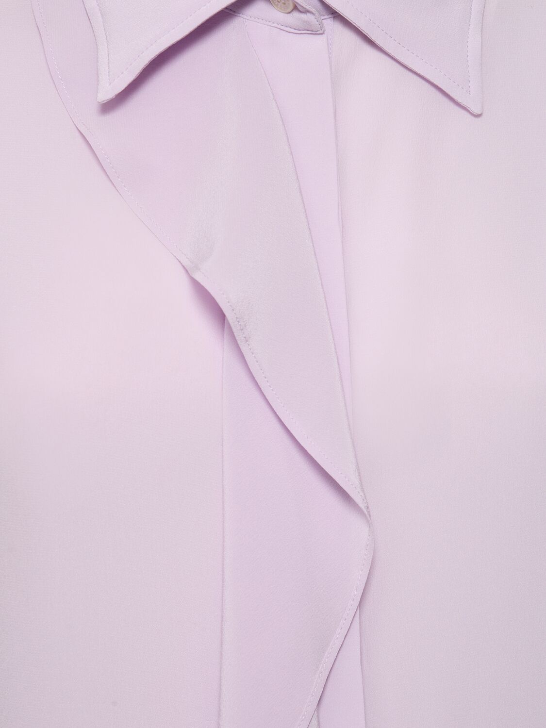 Shop Victoria Beckham Ruffled Silk Shirt In Lilac