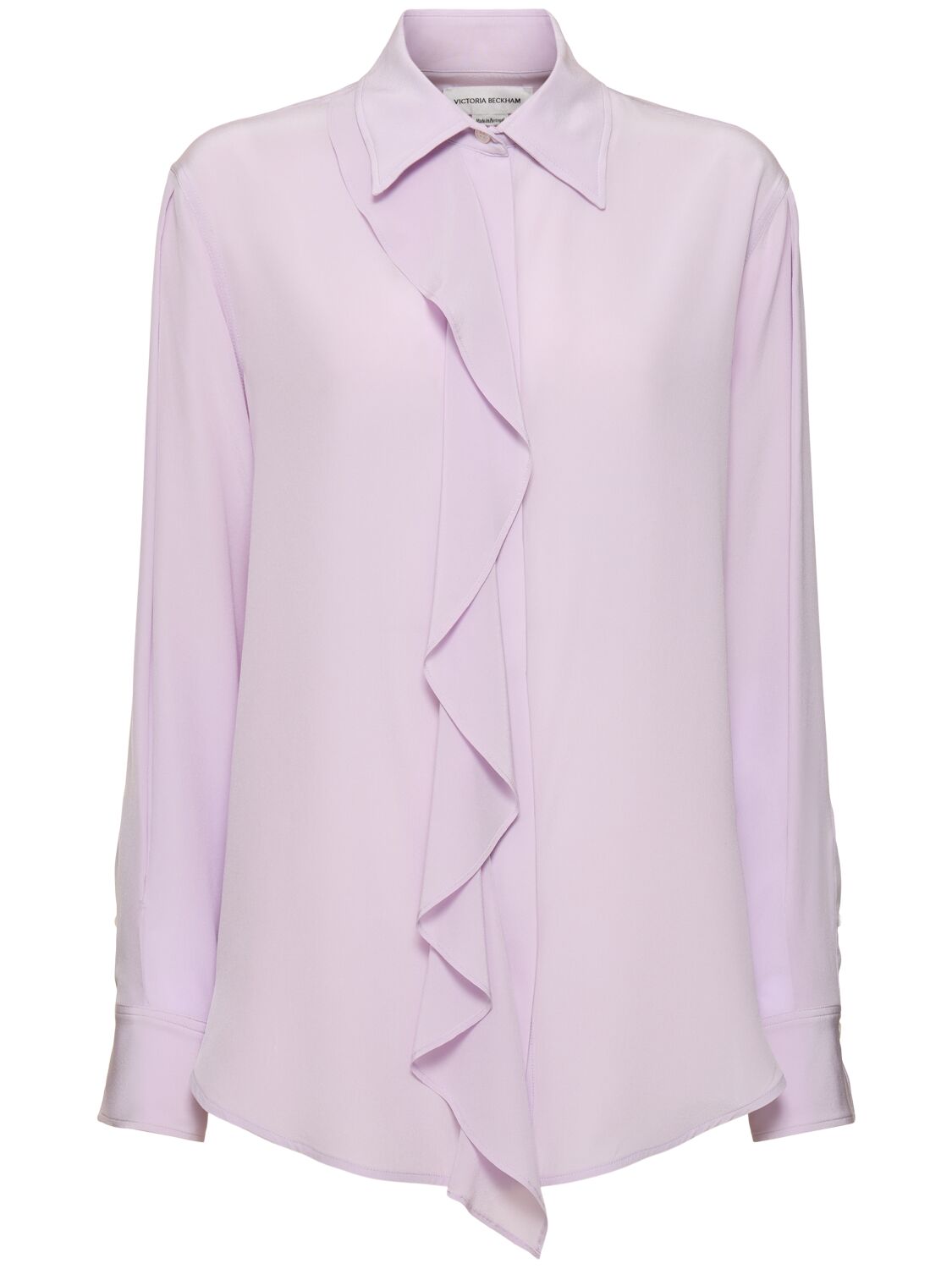 Victoria Beckham Ruffled Silk Shirt In Lilac