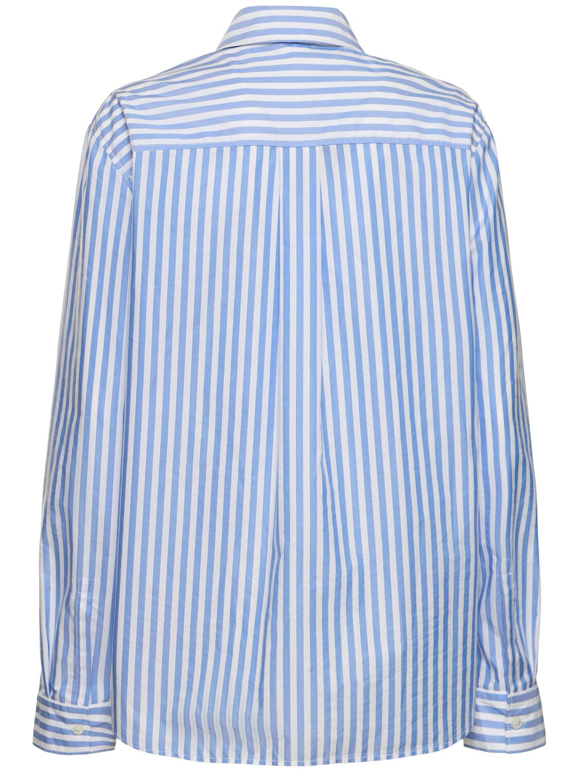 Shop Philosophy Di Lorenzo Serafini Striped Cotton Blend Poplin Shirt In Blue/white