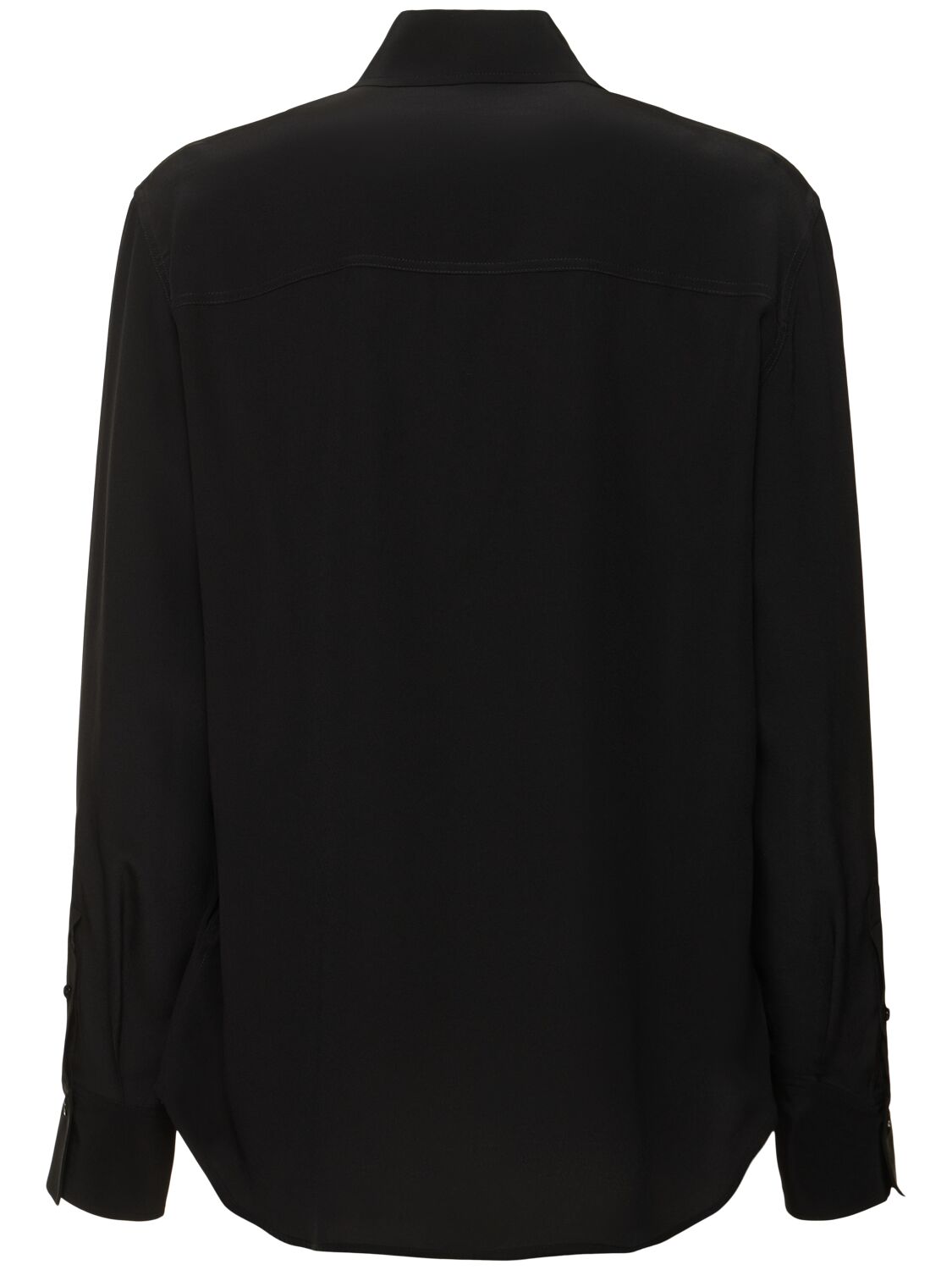 Shop Victoria Beckham Ruffled Silk Shirt In Black