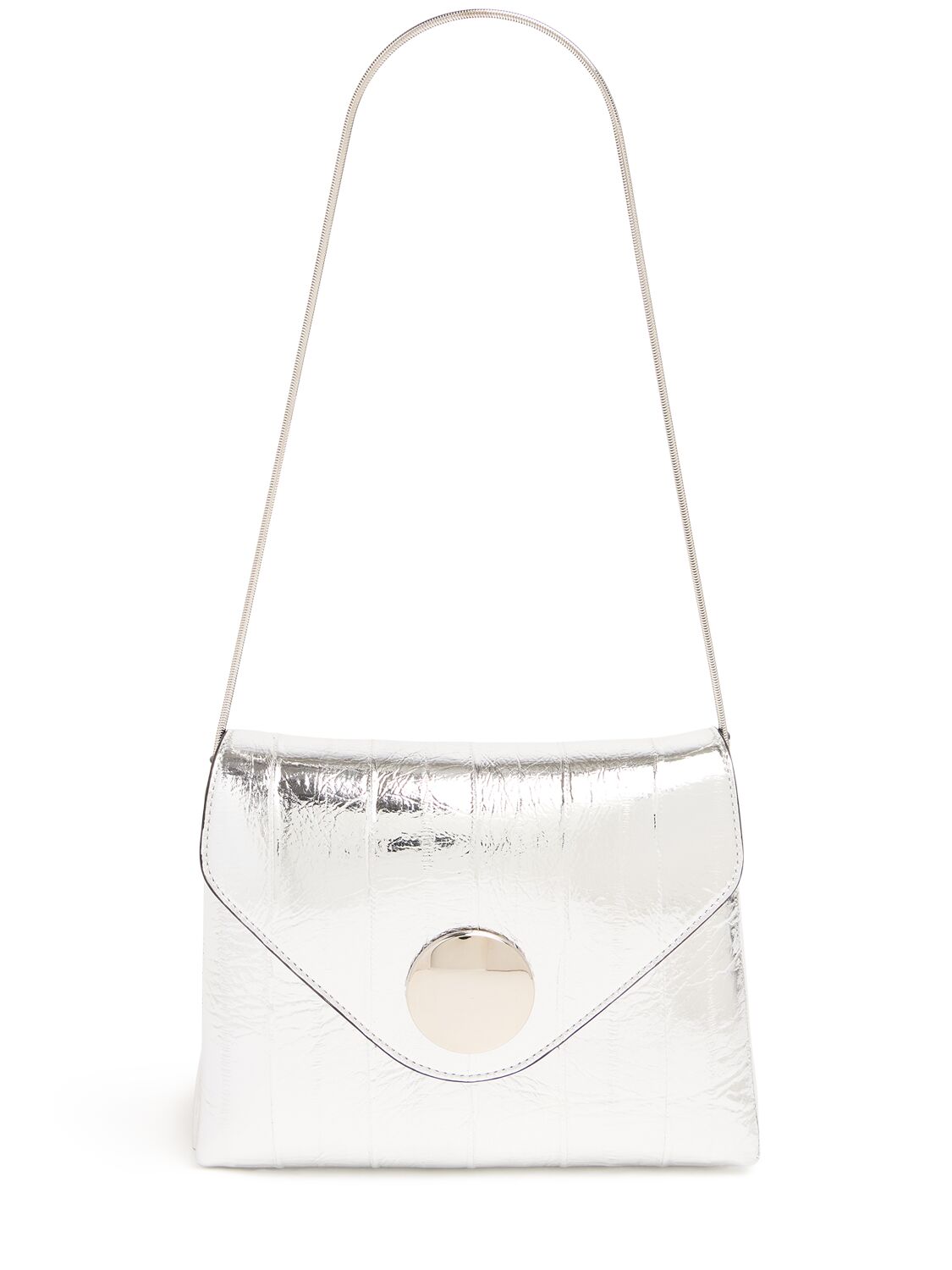 Shop Khaite Bobbi Leather Shoulder Bag In Silver