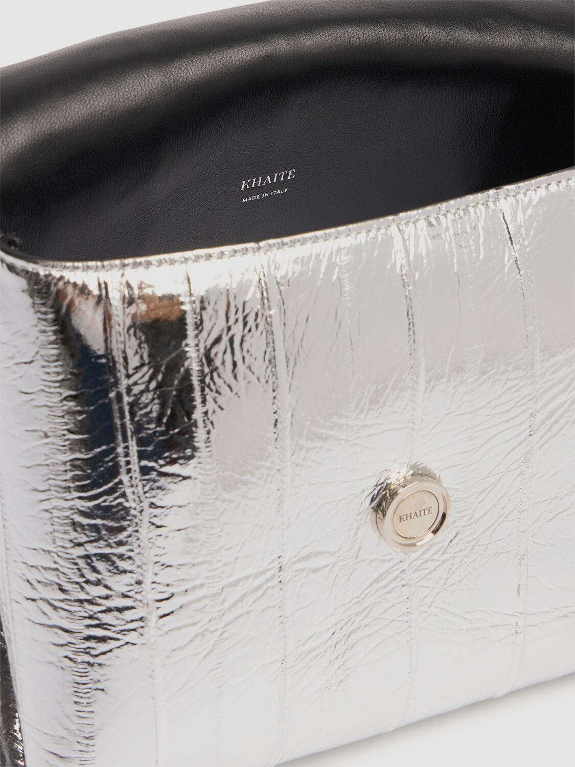 Shop Khaite Bobbi Leather Shoulder Bag In Silver