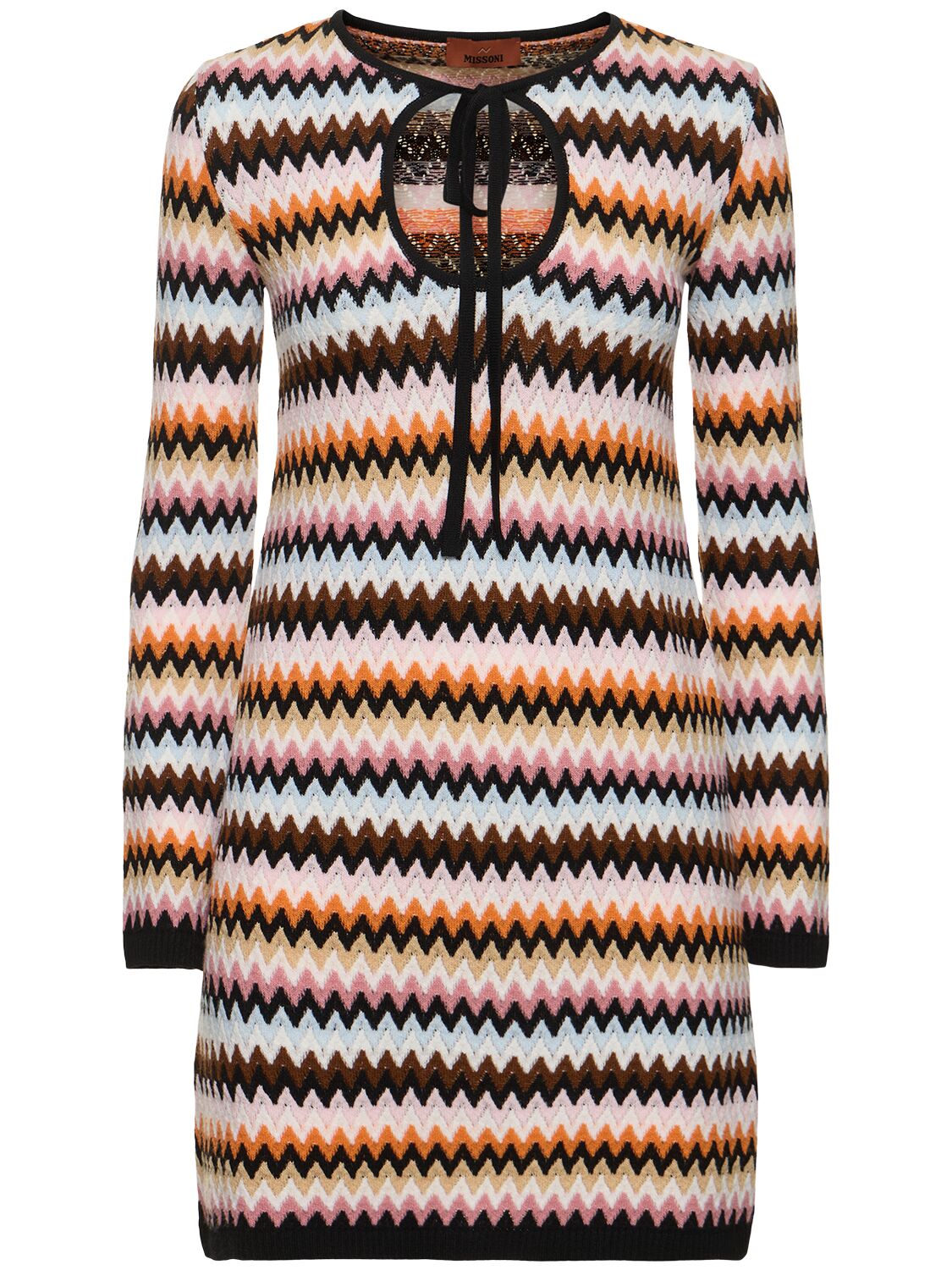 Missoni Striped Wool Knit Long Sleeve Mini Dress In Multi