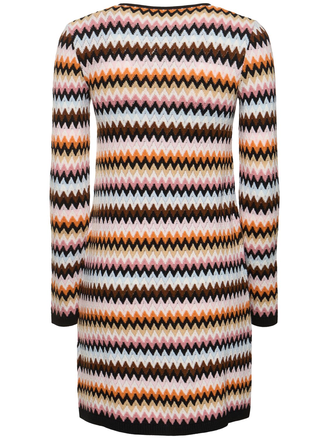 MISSONI STRIPED WOOL KNIT LONG SLEEVE MINI DRESS 