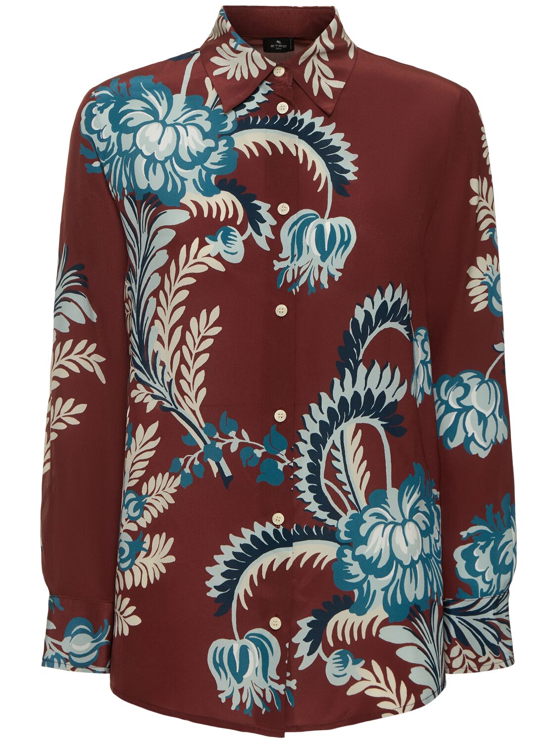 Shop Etro Printed Silk Shirt In Brown/multi