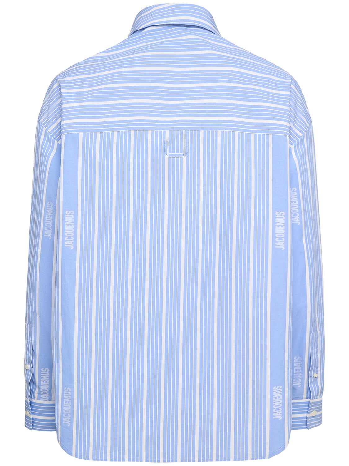 Jacquemus Light-blue Striped La Chemise Cuadro In Silk Blend Man In Blue/white