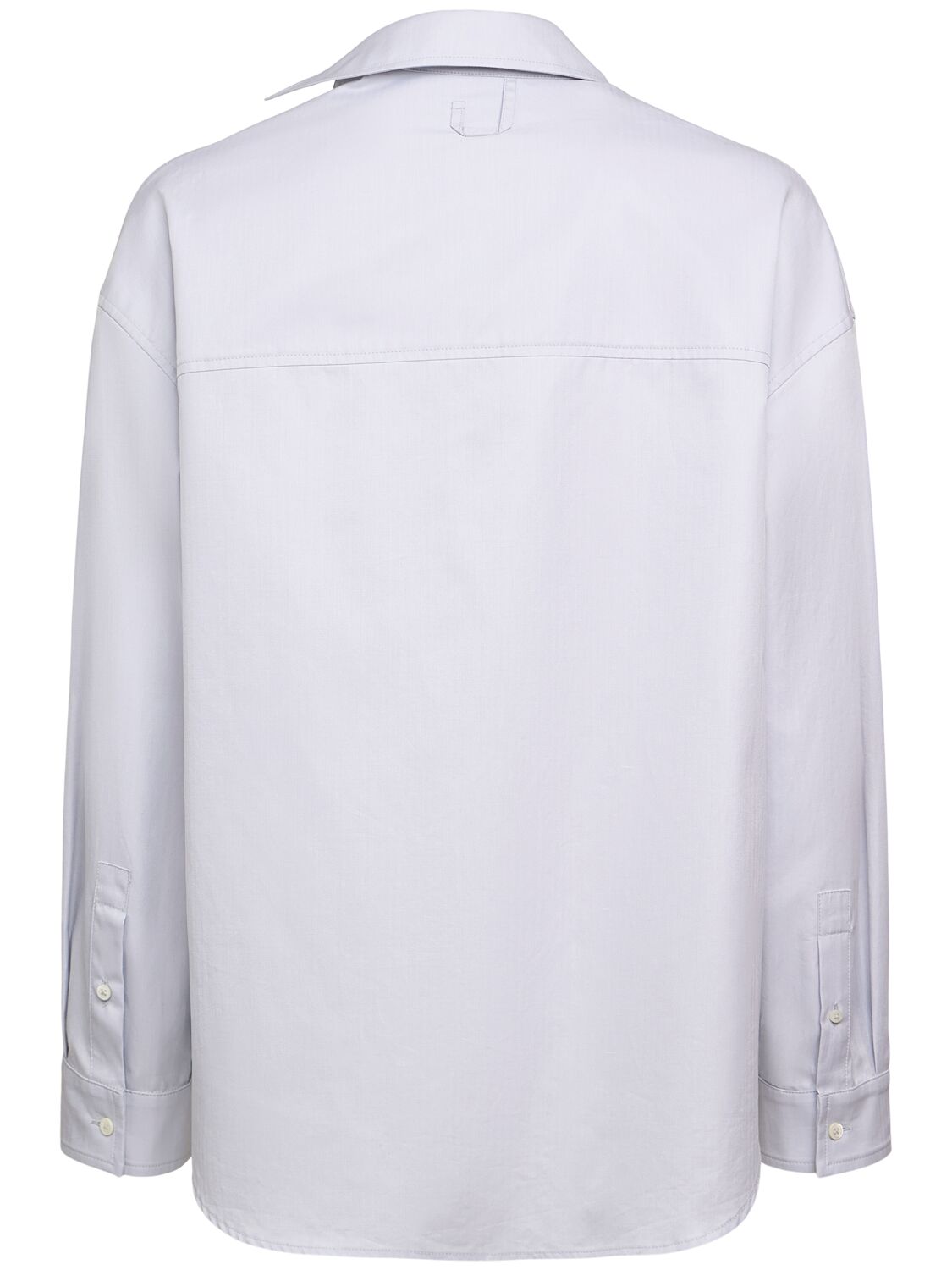 Jacquemus La Chemise Cuadro Cotton Asymmetric In Light Grey