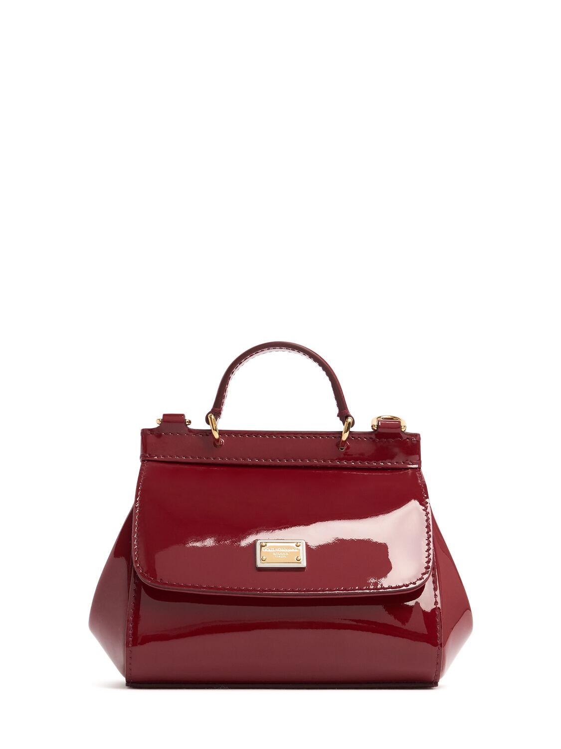 Dolce & Gabbana Sicily Patent Leather Shoulder Bag In Dark Red