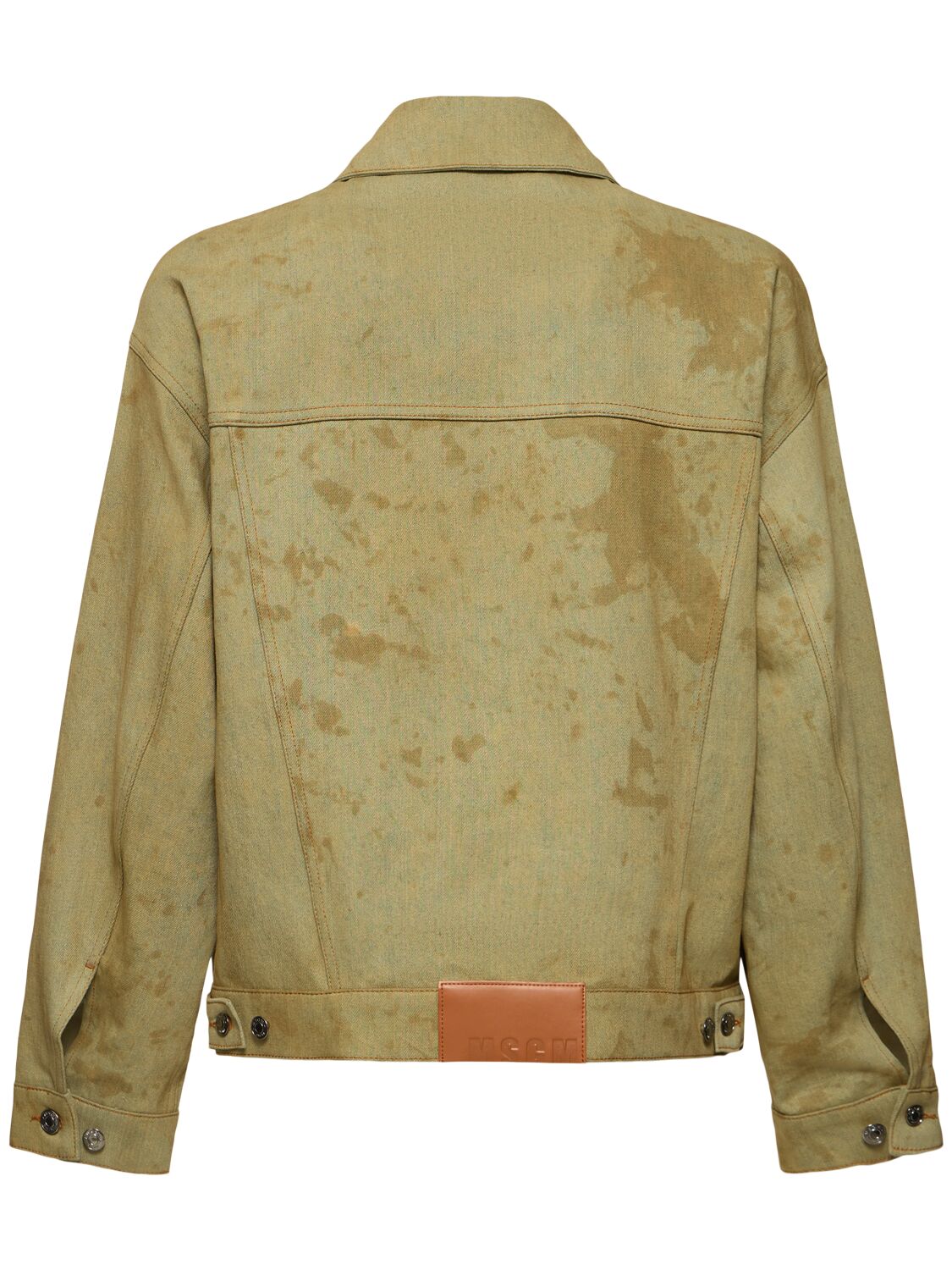 Shop Msgm Tea Wash Denim Jacket In Light Green