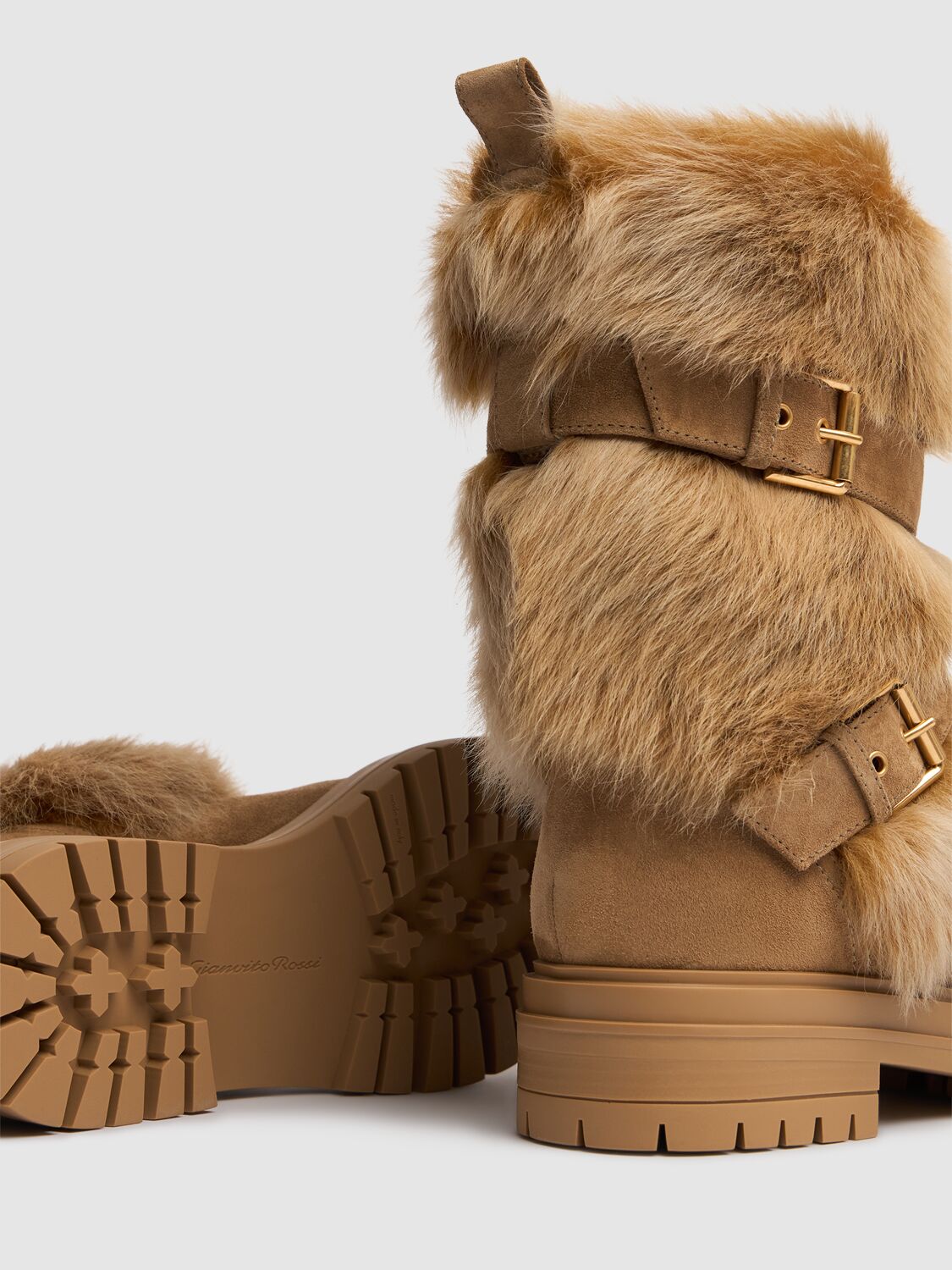 Shop Gianvito Rossi 20mm Suede & Wool Boots In Camel