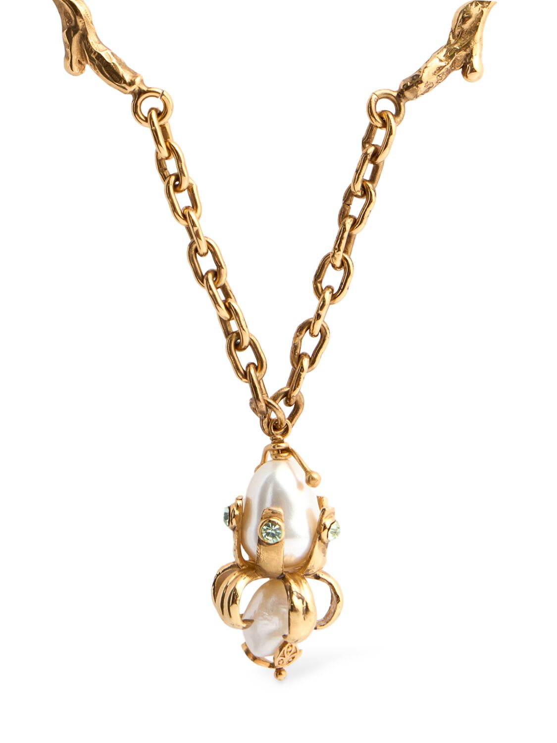 Marni Brass Necklace W/ Pearl Pendant In Gold