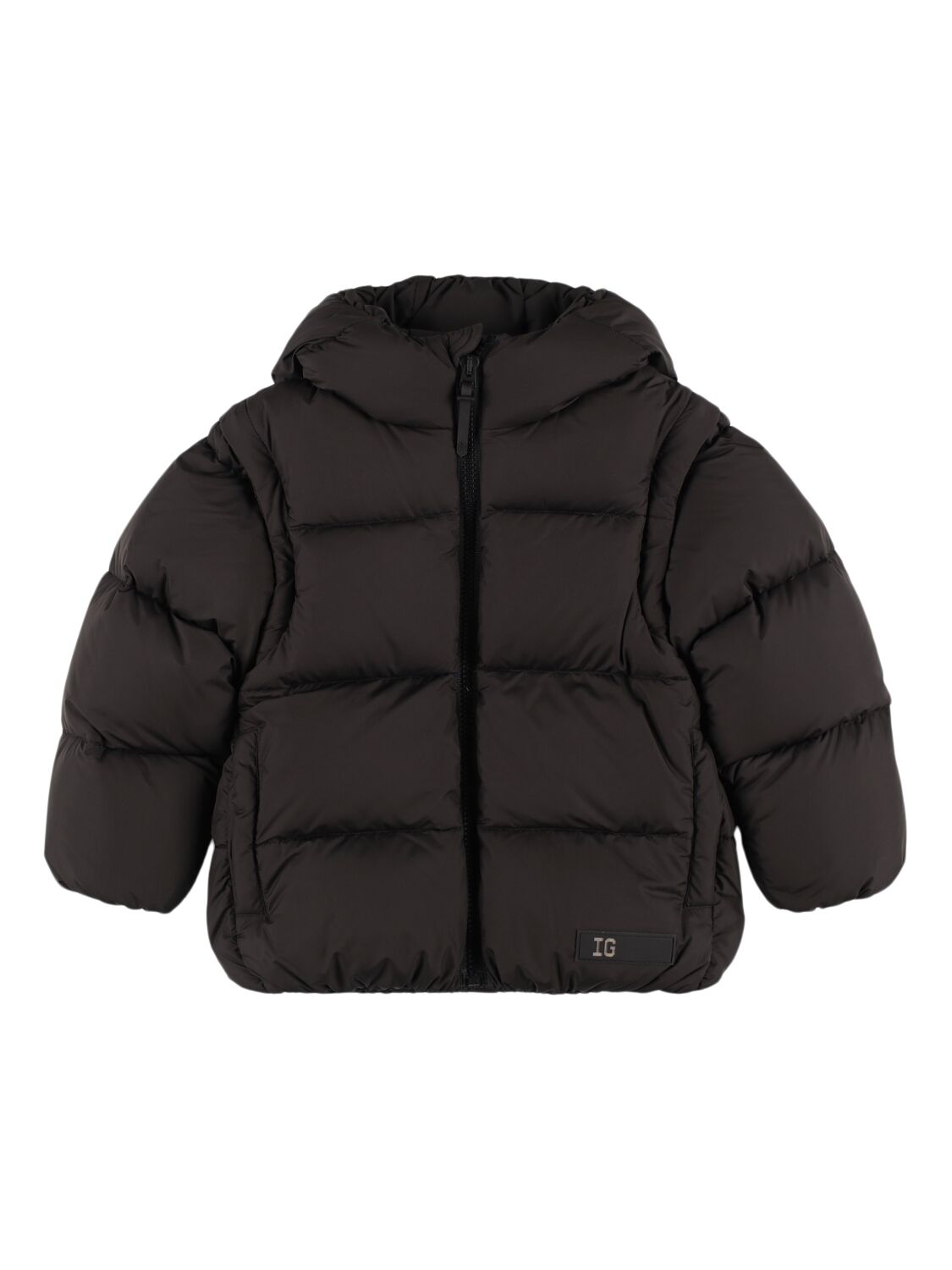 Il Gufo Hooded Nylon Down Jacket In Black