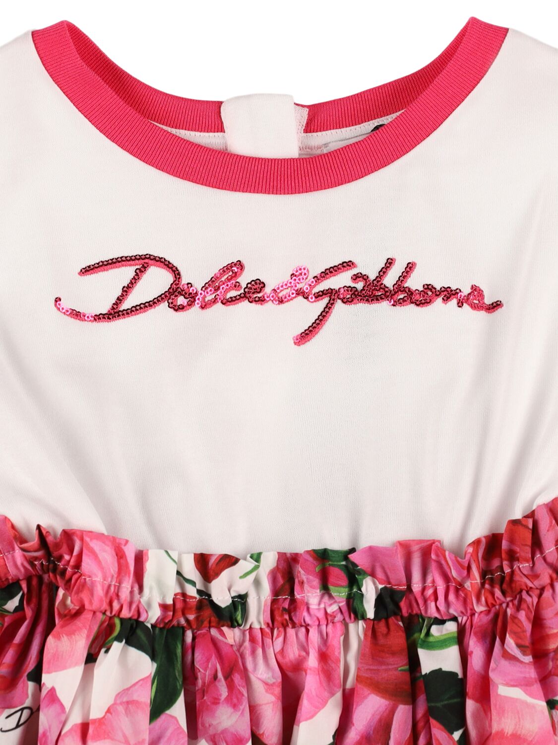 Dolce & Gabbana Embroidered Cotton Poplin Dress In Multicolor