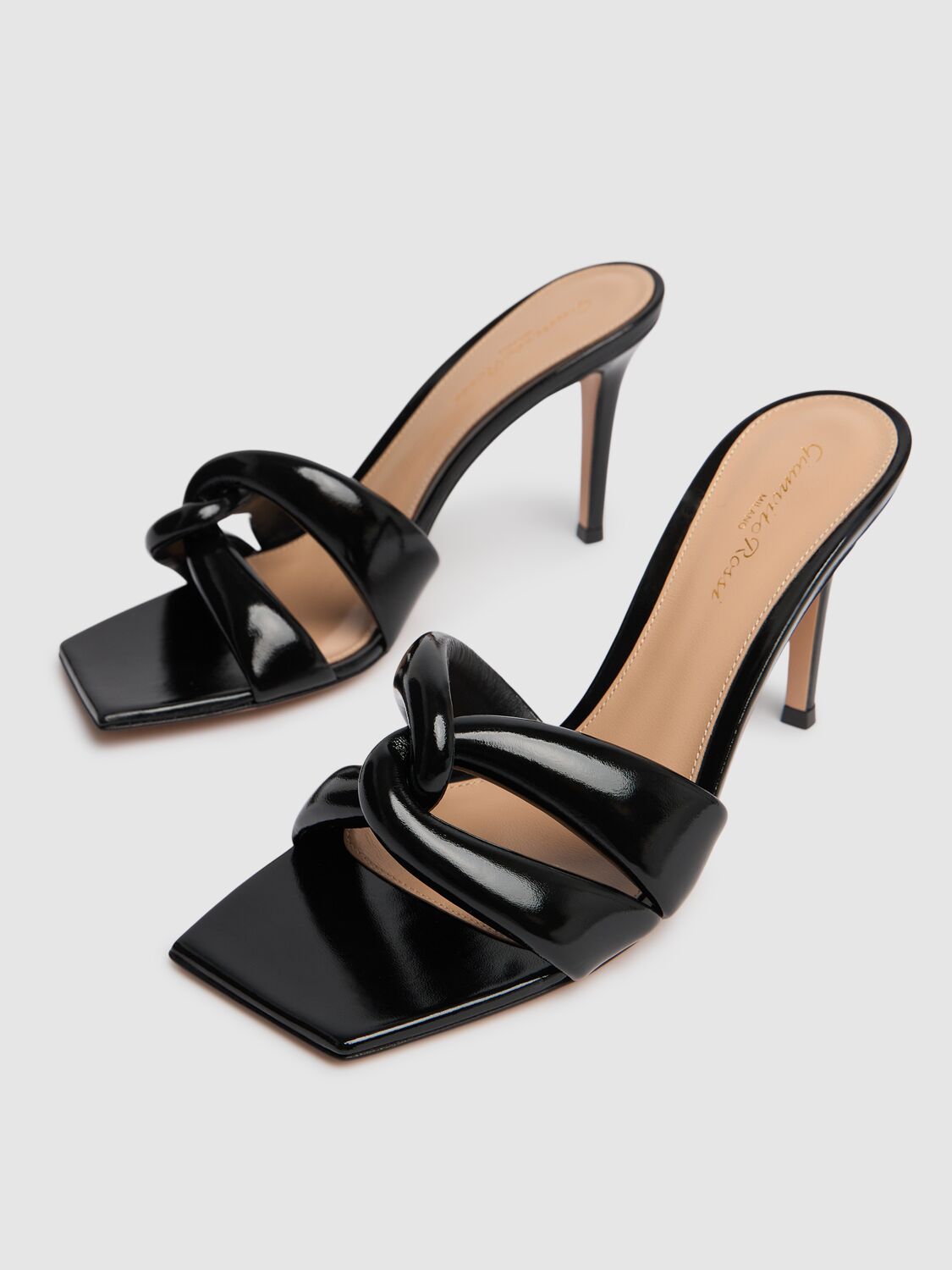 Shop Gianvito Rossi 85mm Patent Leather Mules In Black