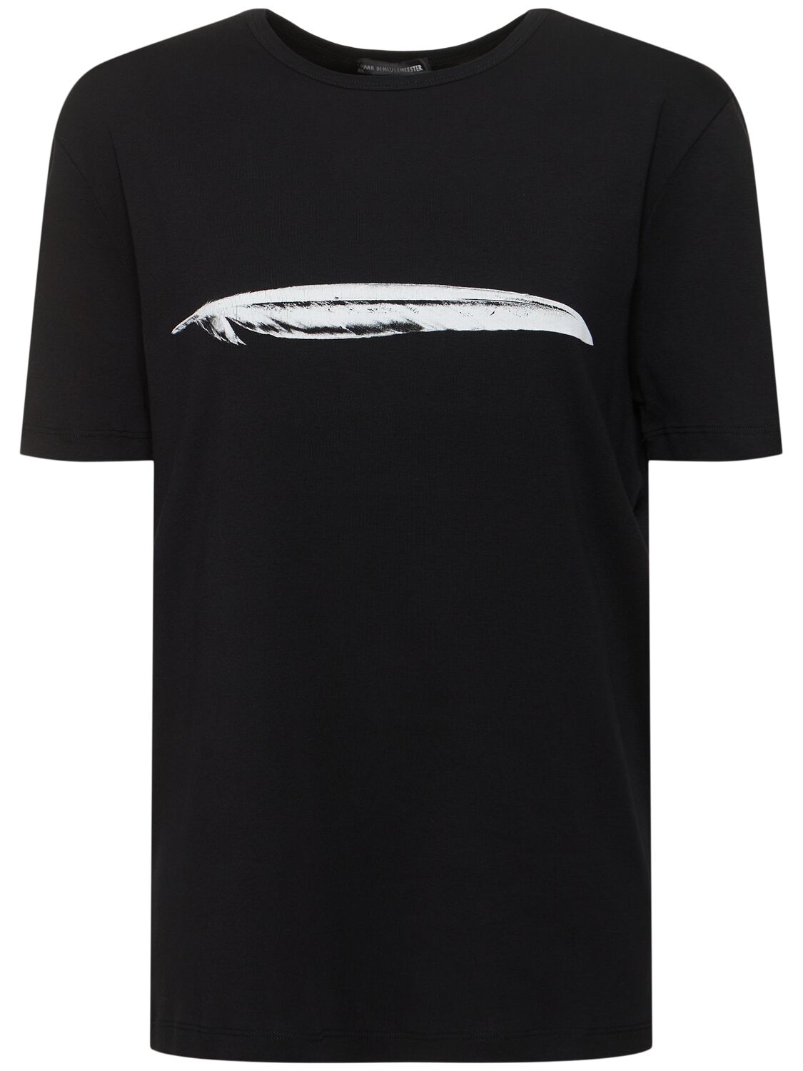 Shop Ann Demeulemeester Baptist Feather Print Cotton T-shirt In Black + White P