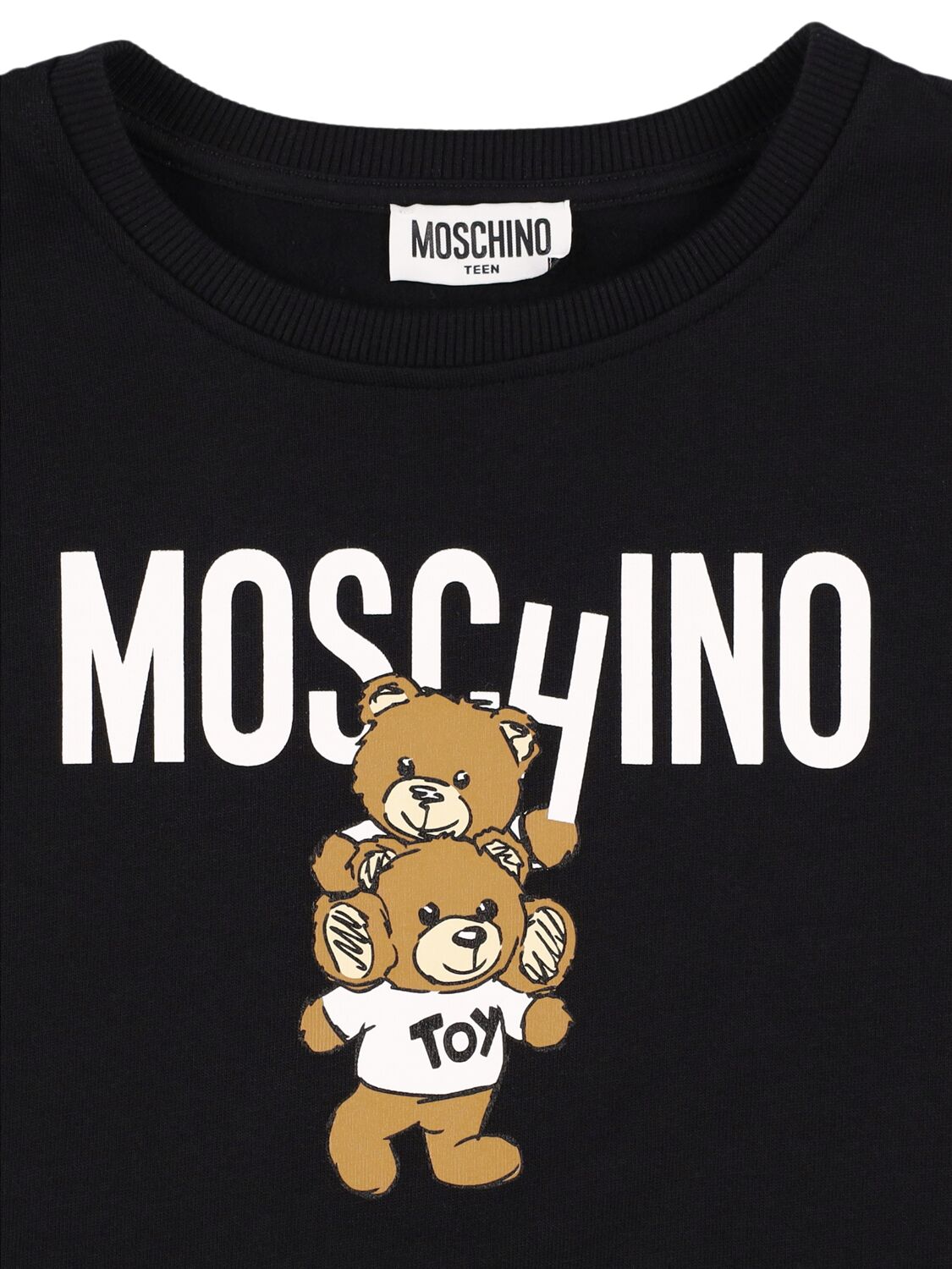 Shop Moschino Printed Cotton Sweat Dress In Black