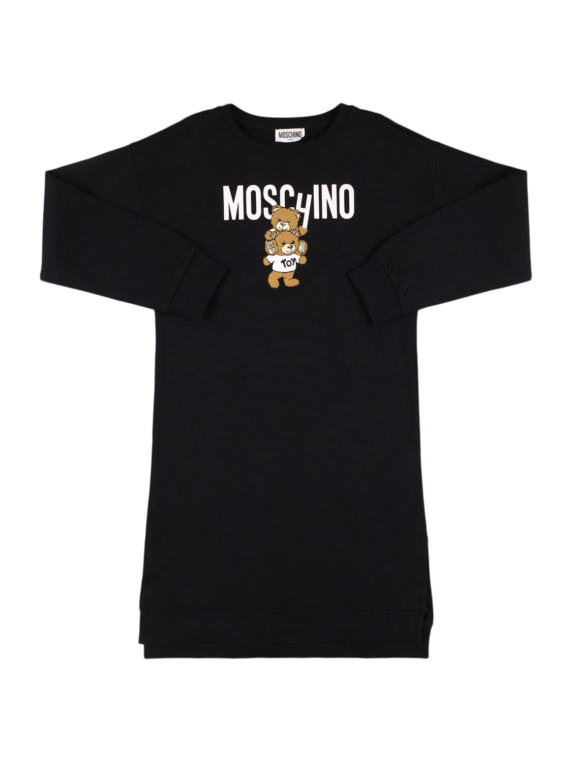 Moschino Printed Cotton Sweat Dress In Black