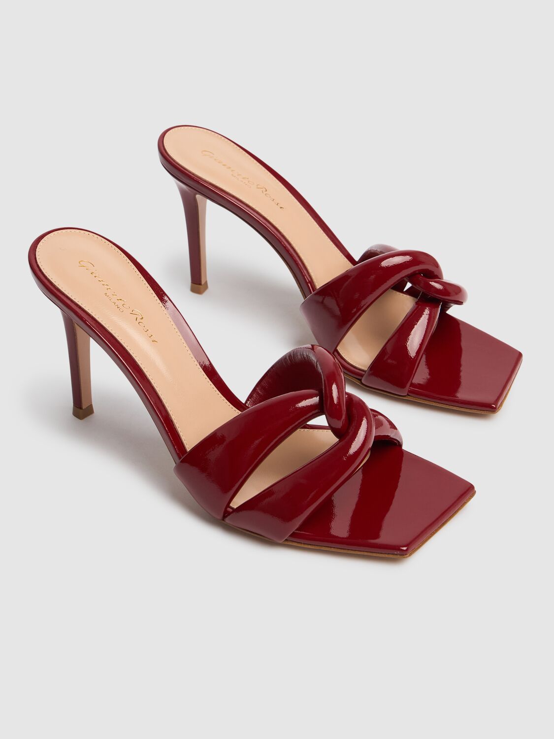 Shop Gianvito Rossi 85mm Patent Leather Mules In Red