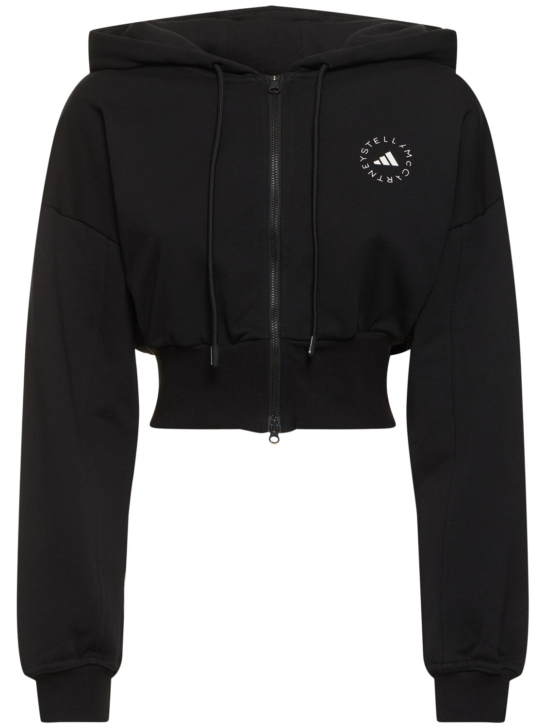 Shop Adidas By Stella Mccartney Crop Hoodie In Black