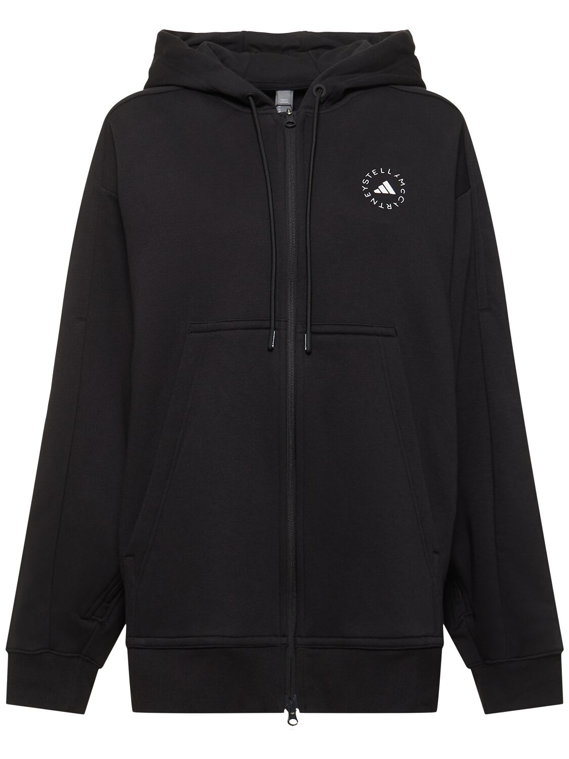 Shop Adidas By Stella Mccartney Asmc Oversize Full Zip Hoodie In Black