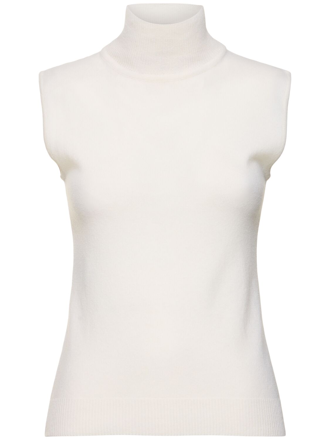 Alberta Ferretti Wool & Cashmere Knit Sleeveless Top In Neutral