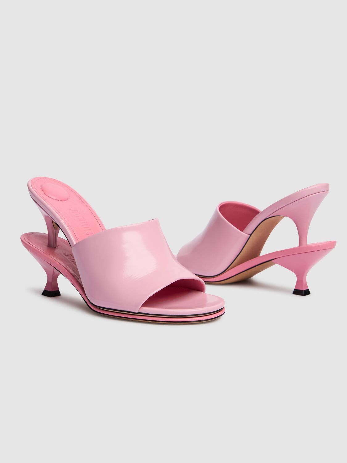 Jacquemus 100mm Les Doubles Leather Mules In Light Pink