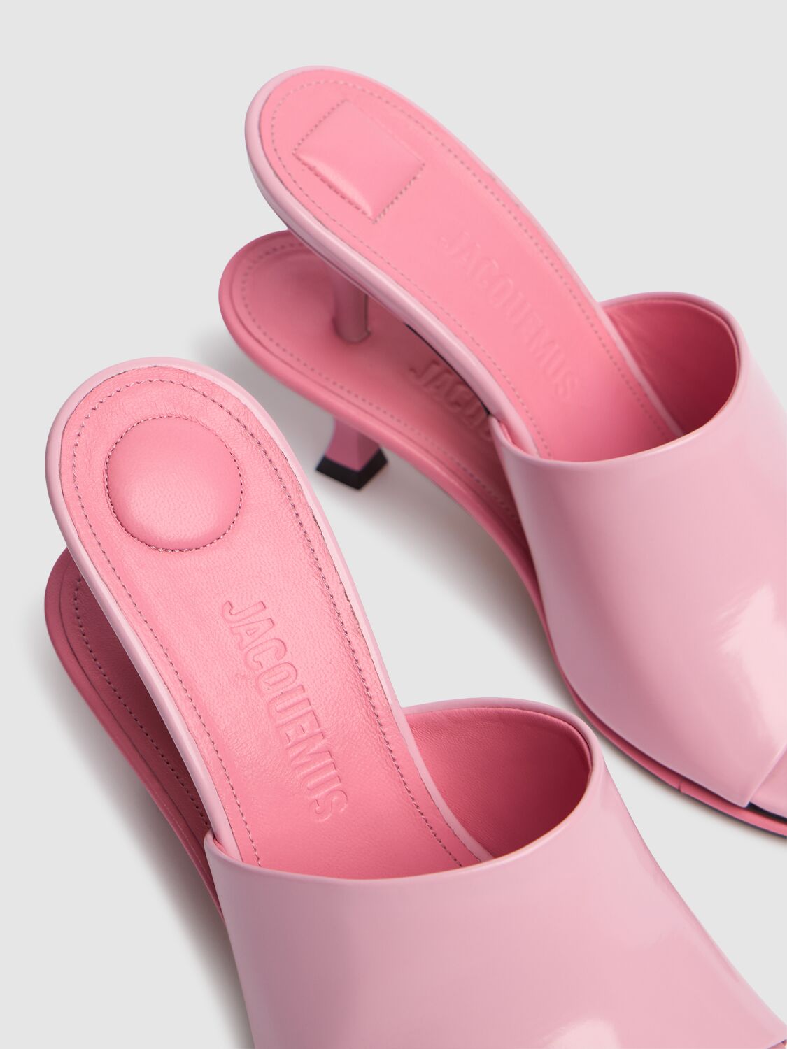 Jacquemus 100mm Les Doubles Leather Mules In Light Pink
