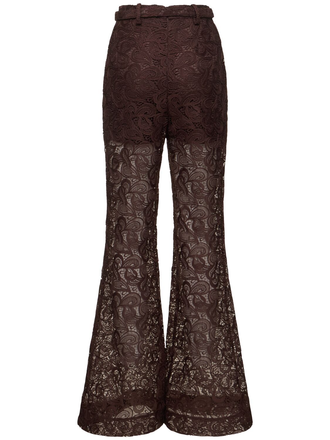 Shop Zimmermann Illustration Lace Flared Pants In Brown