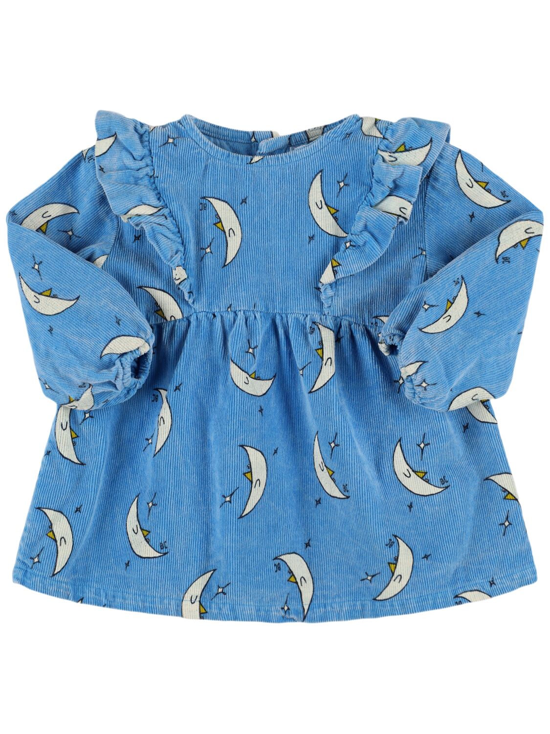 Bobo Choses Babies' Moon Print Organic Cotton Dress In Light Blue