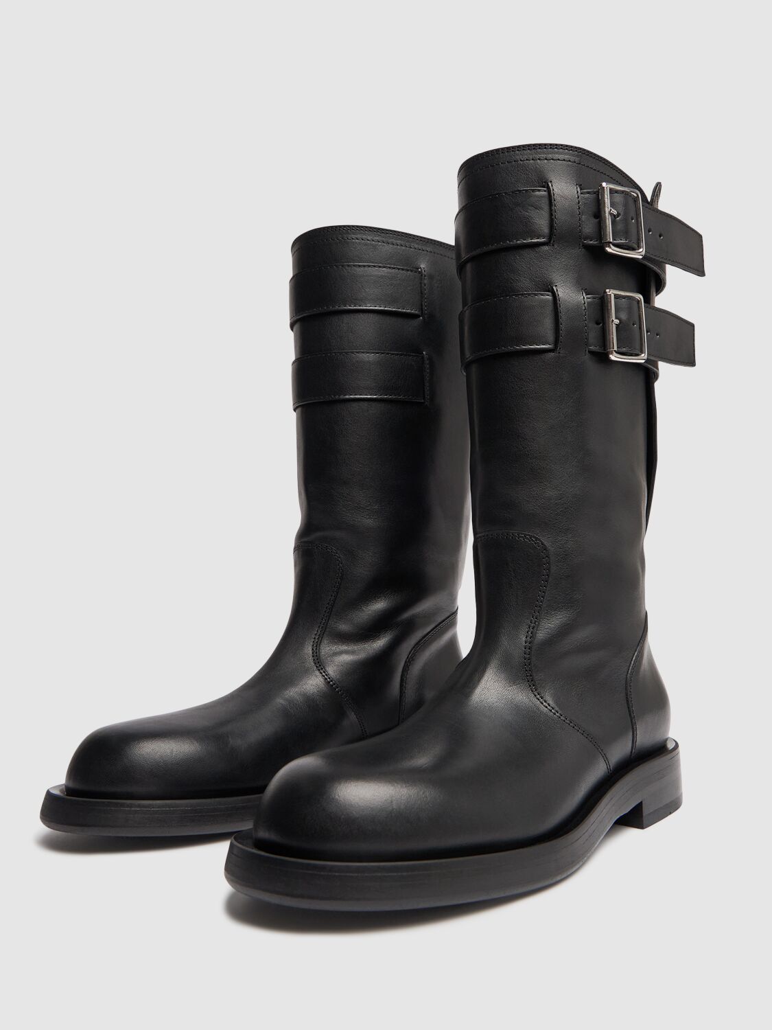 Shop Ann Demeulemeester 30mm Milan Soft Leather Biker Boots In Black