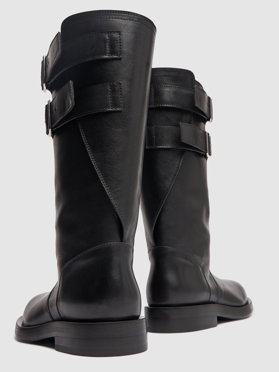 Shop Ann Demeulemeester 30mm Milan Soft Leather Biker Boots In Black