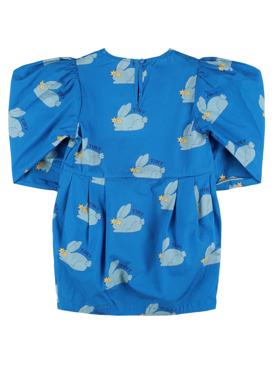 Shop Tiny Cottons Rabbit Print Cotton Poplin Dress In Blue