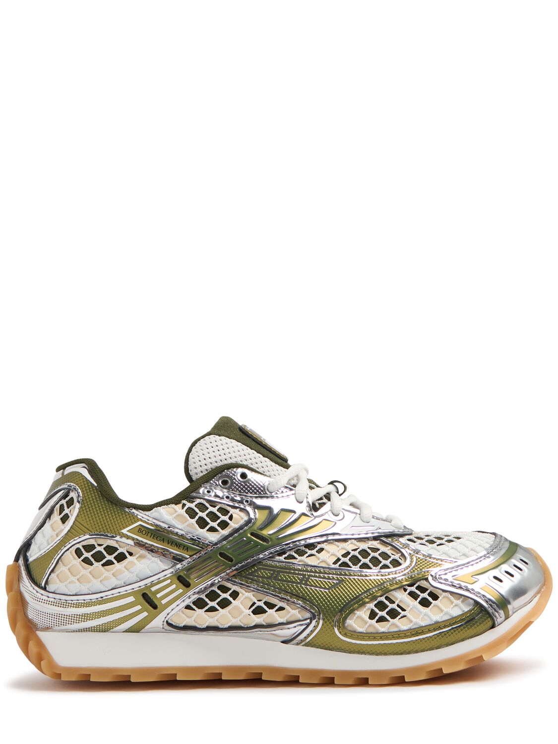 Bottega Veneta 40mm Orbit Fishnet Sneakers In Mud/white