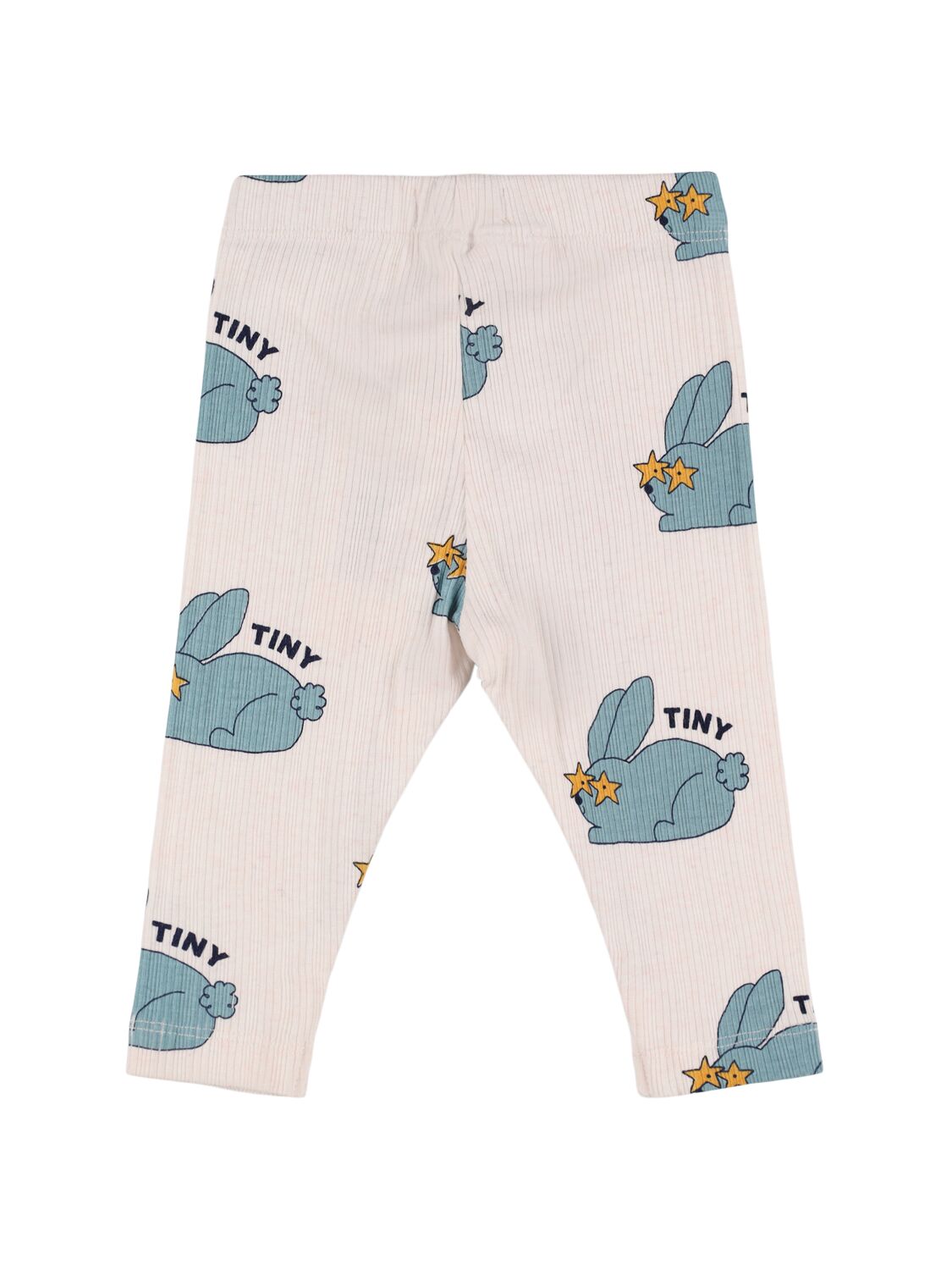 Tiny Cottons Rabbit Print Cotton Blend Knit Leggings In White/multi