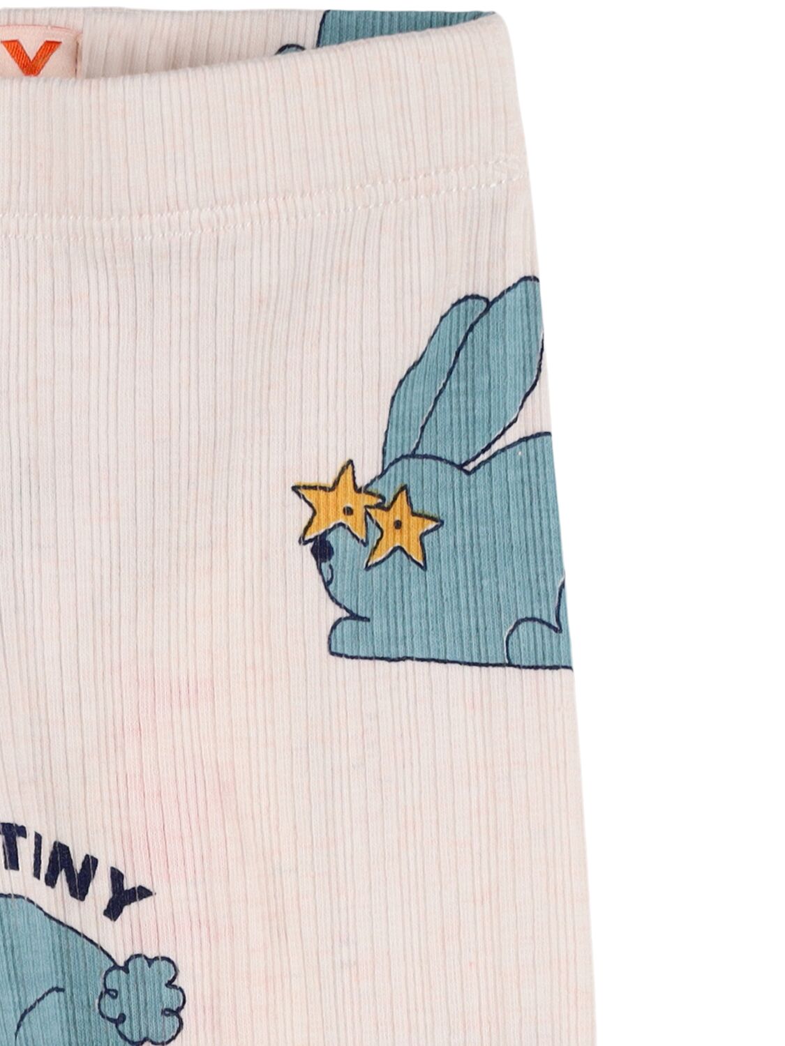 Tiny Cottons Rabbit Print Cotton Blend Knit Leggings In White/multi
