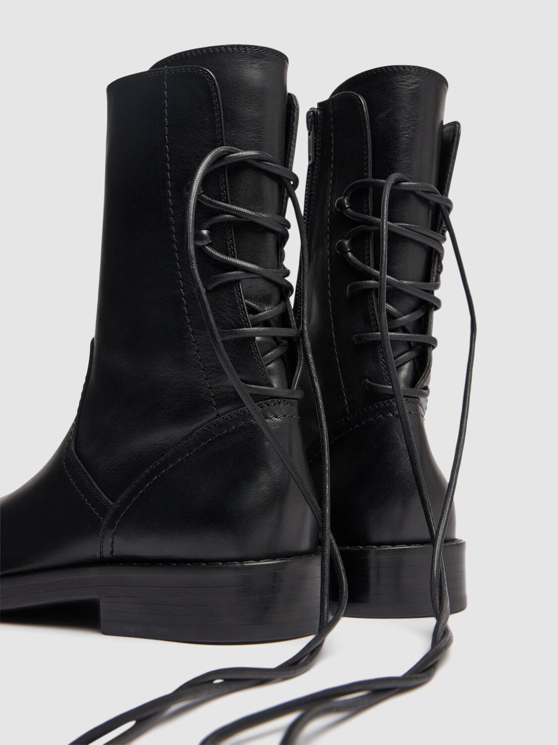 Shop Ann Demeulemeester Heiko Laced Back Ankle Boots In Black