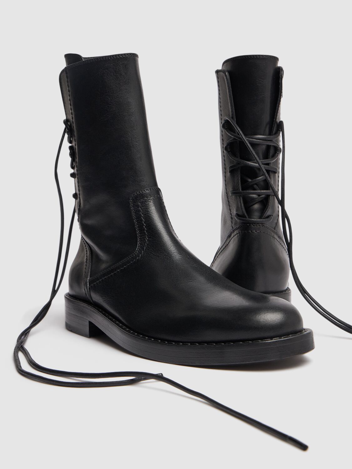 Shop Ann Demeulemeester Heiko Laced Back Ankle Boots In Black