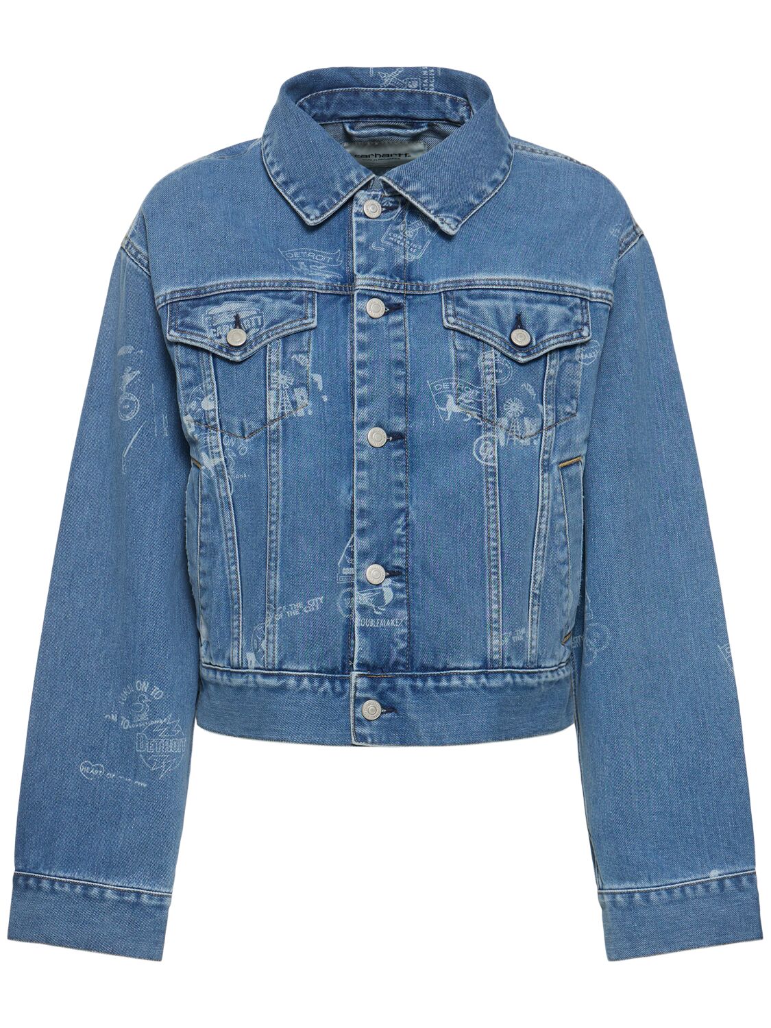 Shop Carhartt Maitland Stamp Denim Jacket In Bleached Blue