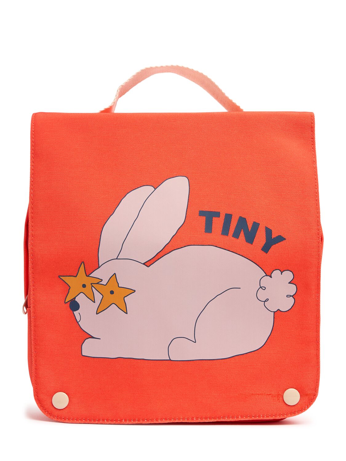 Tiny Cottons Rabbit Print Canvas Backpack In Orange