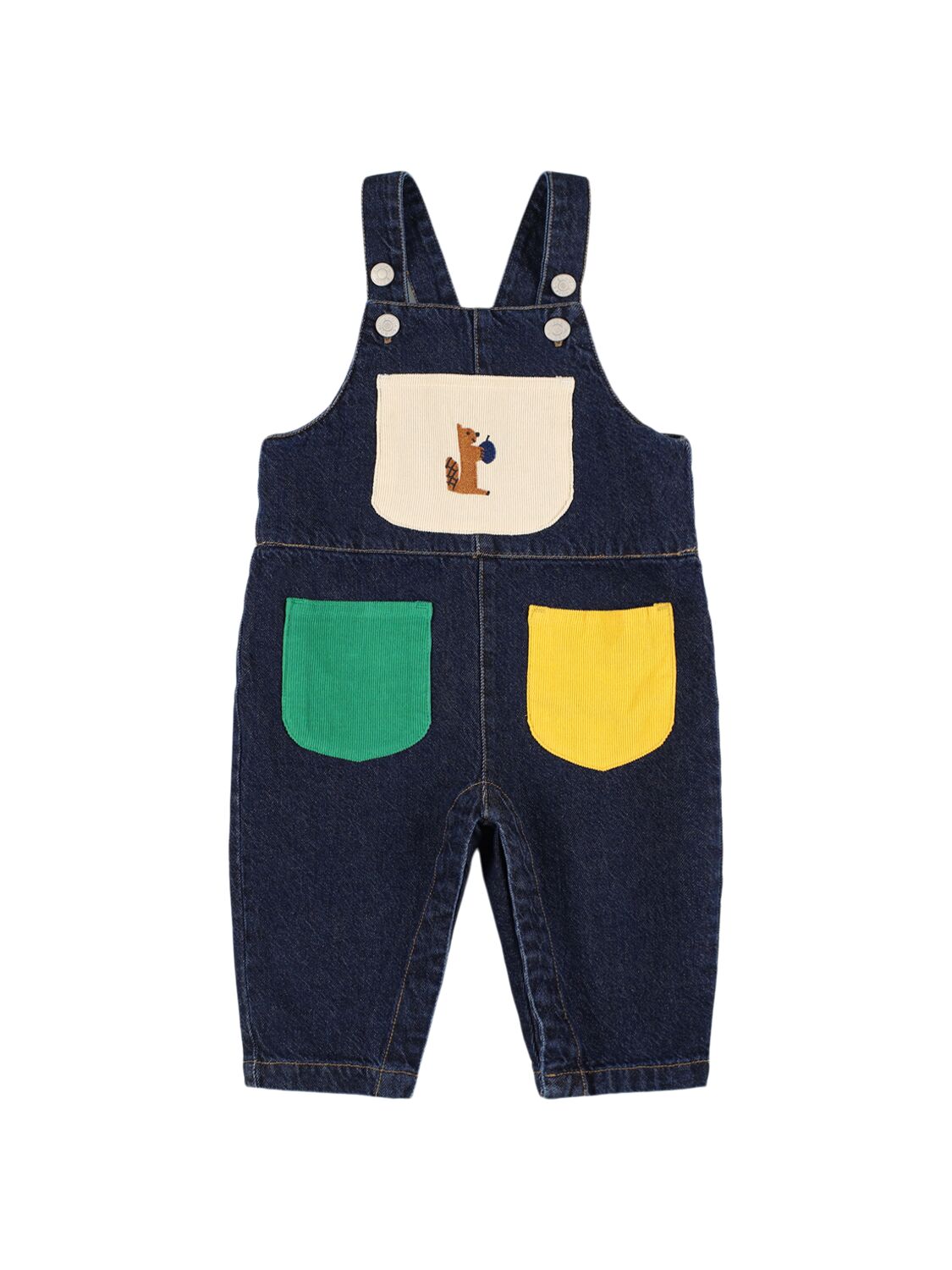 Bobo Choses Color Block Cotton Corduroy Overalls In Blue