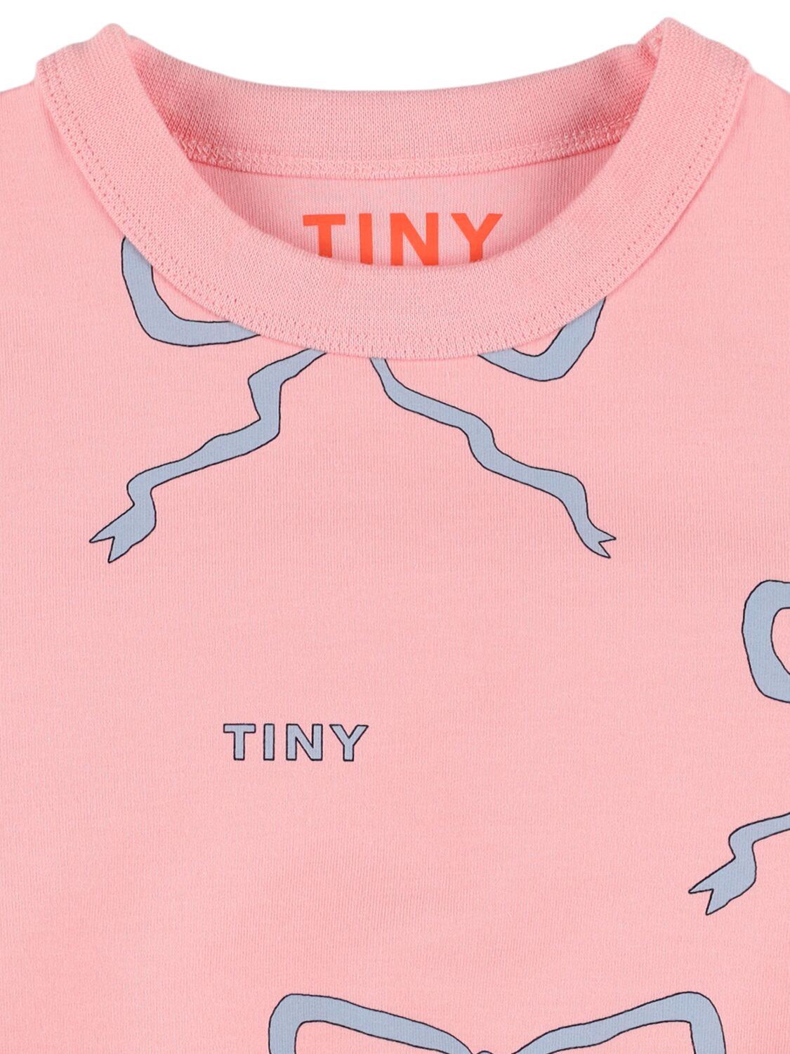 Shop Tiny Cottons Bow Print Cotton Crewneck Sweatshirt In Pink