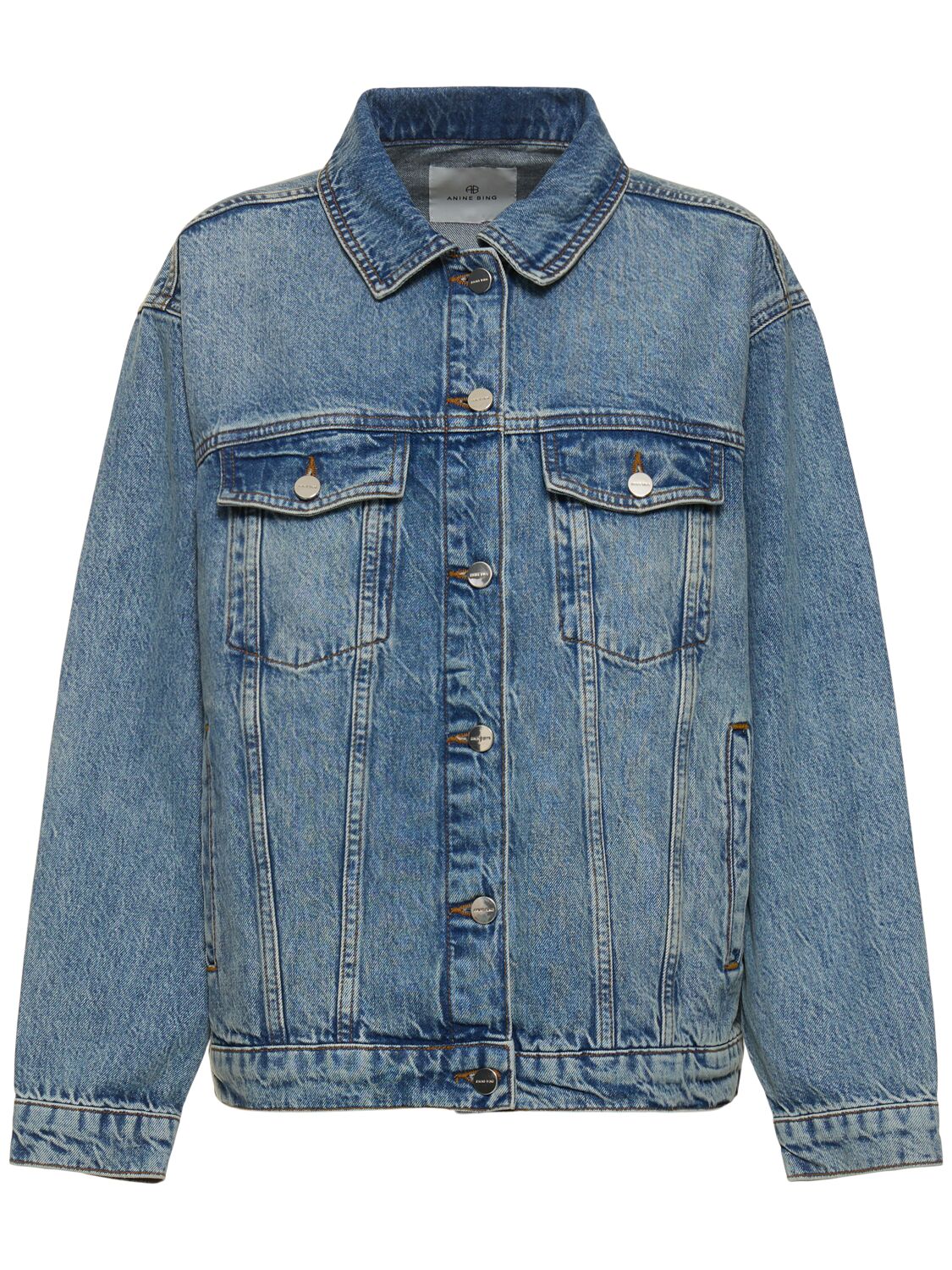 Anine Bing Rory Cotton Denim Jacket In Blue