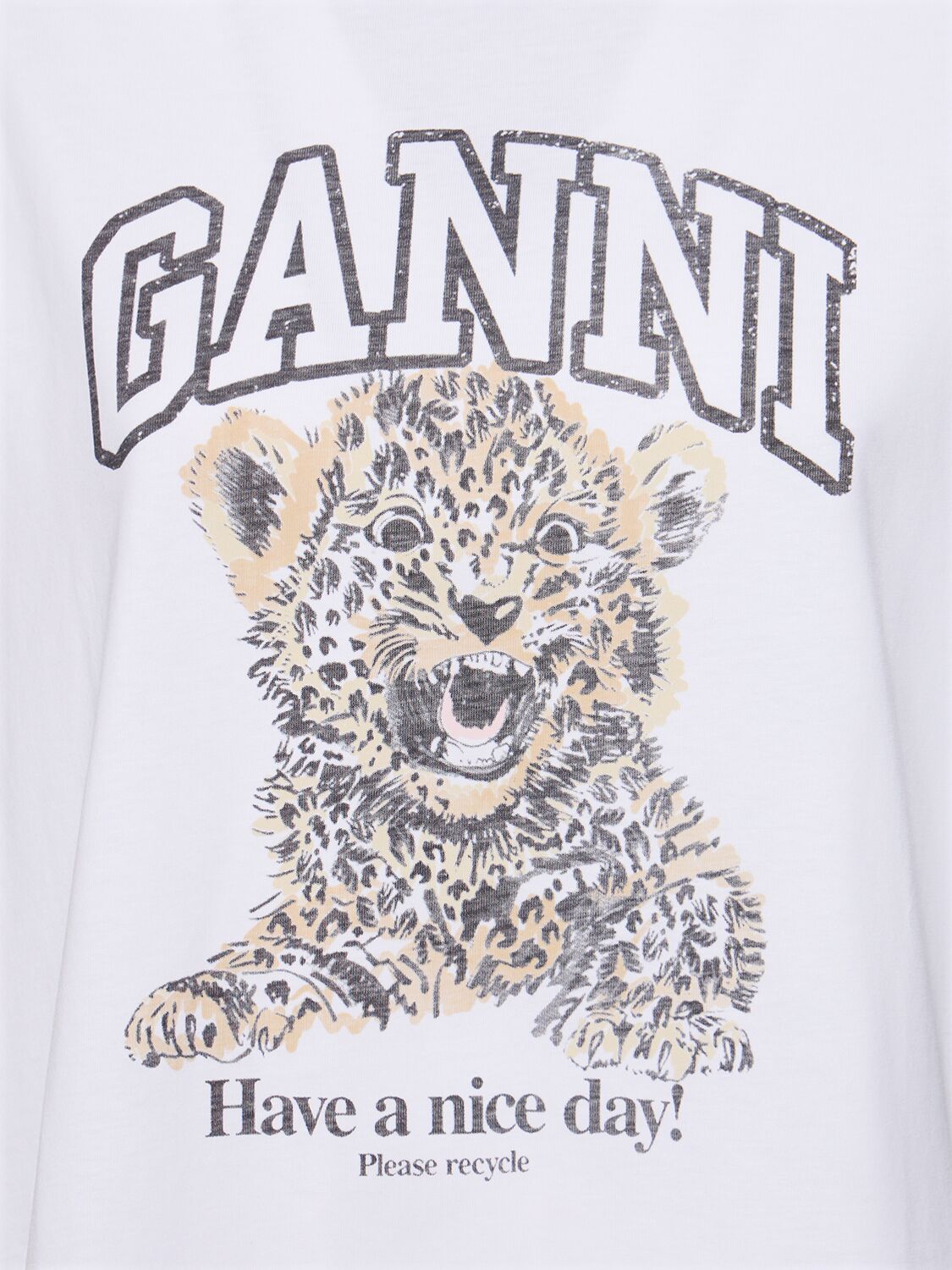 Shop Ganni Leo Cotton Jersey Relaxed T-shirt In Leopard