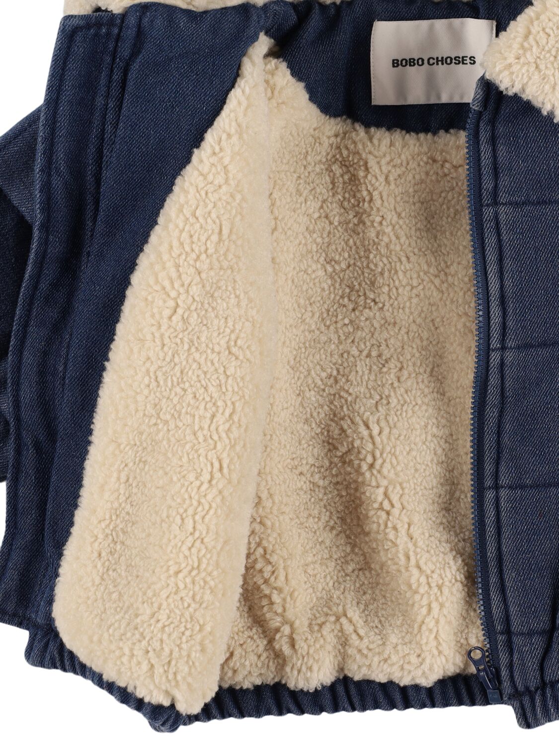 Shop Bobo Choses Quilted Cotton Blend & Faux Fur Jacket In Blue