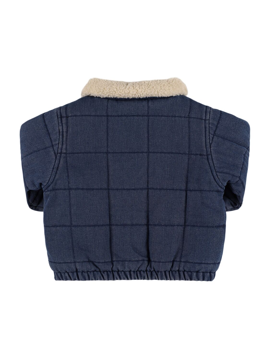 Shop Bobo Choses Quilted Cotton Blend & Faux Fur Jacket In Blue