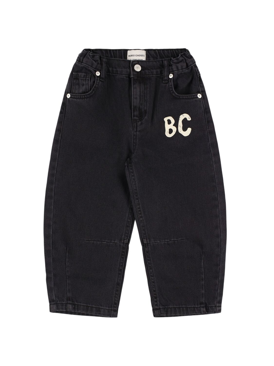 Bobo Choses Printed Cotton Jeans In Dark Grey